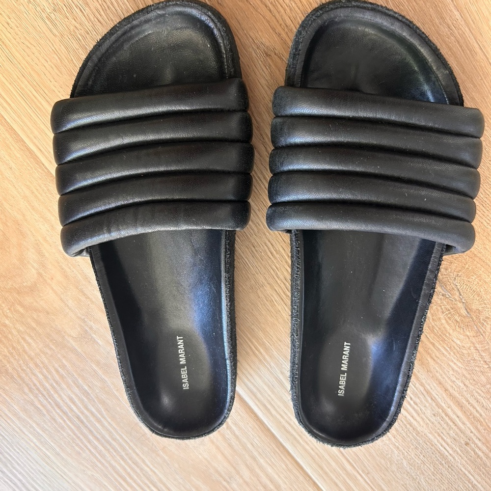 Isabel Marant Black Hellea Quilted-Leather Slide Sandals - Women’s EU Size 36 - Picture 5 of 9